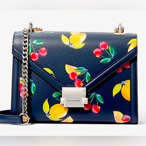 New Michael Kors Whitney Medium Sequined Fruit Print Shoulder Bag Crossbody